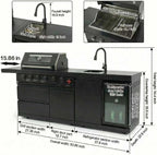 Outdoor BBQ Island Grill, 75,300 BTU 4 Burners + Side Burner, Infrared Rear Burner, LP/NG Convertible, Granite Top, Rotisserie, BBQ Tools, Cover Stainless Steel Outdoor Kitchen Island