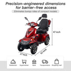 Heavy Duty Electric Mobility Scooter: Adults Seniors 1000W All Terrain 4 Wheel Powered Scooter - 500lbs Capacity, Travel 25-32 Miles Range, 15mph Fast Speed w/Safety Belt/USB Charger/Basket/Cover