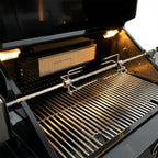Outdoor BBQ Island Grill, 75,300 BTU 4 Burners + Side Burner, Infrared Rear Burner, LP/NG Convertible, Granite Top, Rotisserie, BBQ Tools, Cover Stainless Steel Outdoor Kitchen Island