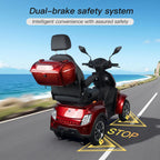 Heavy Duty Electric Mobility Scooter: Adults Seniors 1000W All Terrain 4 Wheel Powered Scooter - 500lbs Capacity, Travel 25-32 Miles Range, 15mph Fast Speed w/Safety Belt/USB Charger/Basket/Cover