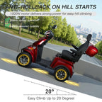 Heavy Duty Electric Mobility Scooter: Adults Seniors 1000W All Terrain 4 Wheel Powered Scooter - 500lbs Capacity, Travel 25-32 Miles Range, 15mph Fast Speed w/Safety Belt/USB Charger/Basket/Cover
