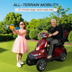 Heavy Duty Electric Mobility Scooter: Adults Seniors 1000W All Terrain 4 Wheel Powered Scooter - 500lbs Capacity, Travel 25-32 Miles Range, 15mph Fast Speed w/Safety Belt/USB Charger/Basket/Cover