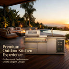 Outdoor BBQ Island Grill, 75,300 BTU 4 Burners + Side Burner, Infrared Rear Burner, LP/NG Convertible, Granite Top, Rotisserie, BBQ Tools, Cover Stainless Steel Outdoor Kitchen Island