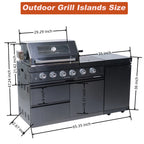 BBQ Island Outdoor Kitchen: 46-Inch 4-Burner 72000 BTU Modular Outdoor Grill Islands + Side Burner + Rotisserie + Granite Countertops for Backyard Family Gatherings Small Business