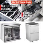Alimtois BBQ Grill Island Outdoor Kitchen: Luxury 160 Inch 6-Burner 96000 BTU Stainless Steel Built-in Propane Gas Barbecue Station with Wine Cooler Refrigerator, Rotisserie, Storage Cabinets, Drawers, Sink
