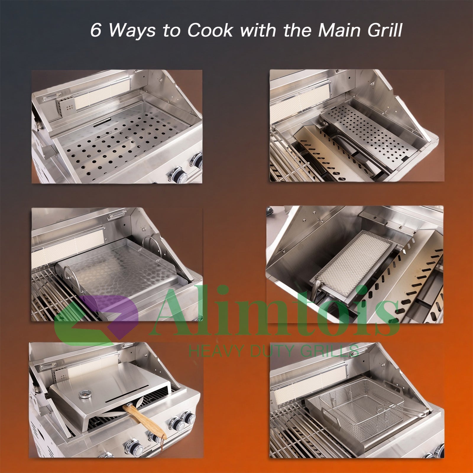 Built in Gas Grill Package: 32" 4-Burner Propane Gas Grill (60,000 BTU) + 26" Powerful Dual Rear Infrared Side Burner + Drop In Storage Drawers + insert Ice Bin + 6 Cooking Conversions