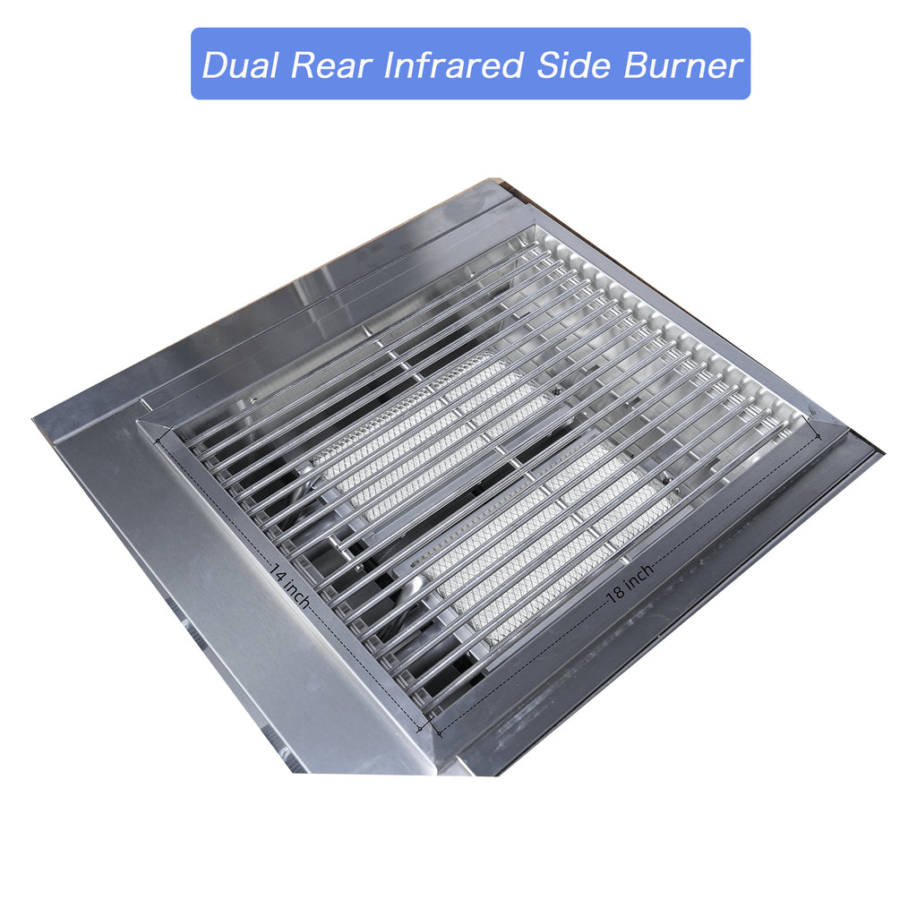 Built in Gas Grill Package: 32" 4-Burner Propane Gas Grill (60,000 BTU) + 26" Powerful Dual Rear Infrared Side Burner + Drop In Storage Drawers + insert Ice Bin + 6 Cooking Conversions