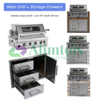 Built in Gas Grill Package: 32" 4-Burner Propane Gas Grill (60,000 BTU) + 26" Powerful Dual Rear Infrared Side Burner + Drop In Storage Drawers + insert Ice Bin + 6 Cooking Conversions