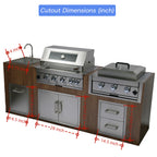 Alimtois Built in Gas Grill Outdoor: 13 pcs Drop in Propane Gas Grills 32 inch BBQ 4 Burner 60000 BTU Stainless Island Barbecue Cooking Station with inserts Sink Drawer Door Rotisserie Kit Complete Set